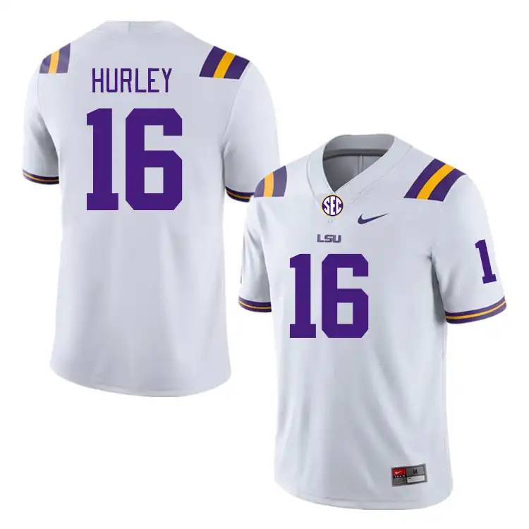 Men's LSU Tigers Colin Hurley #16 White NCAA Football Jersey